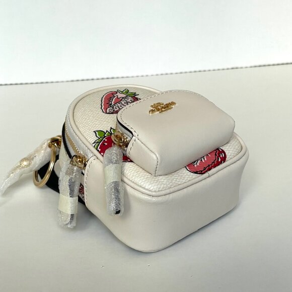 Coach Mini Court Strawberry Backpack Bag Charm CAO93 White Keychain ORGPKG - Picture 9 of 13